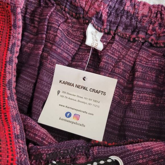 Karma Nepal Crafts Purple Pink Boho Harem Pants Festival Tribal Wrap Hem NWT - Picture 10 of 11